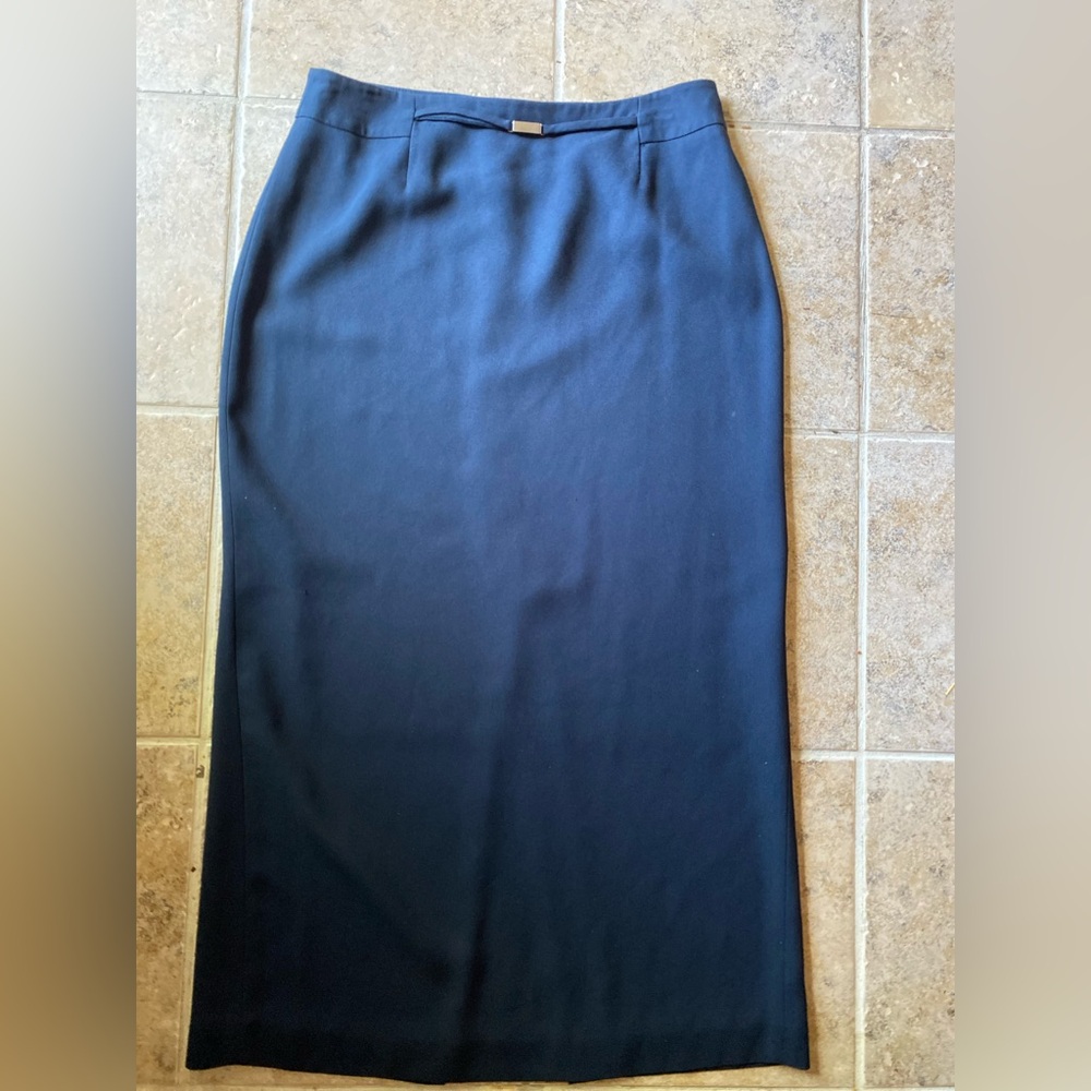 LIZ CLAIBORNE Elegant Navy Maxi Pencil Skirt, Size: 12